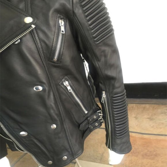 Men's Hudson Black Motorcycle 100% Genuine Leather Jacket - Picture 4 of 6